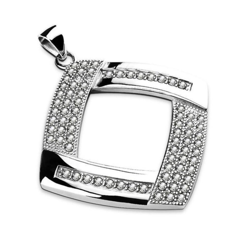 New stainless‎ steel gem paved Pendant